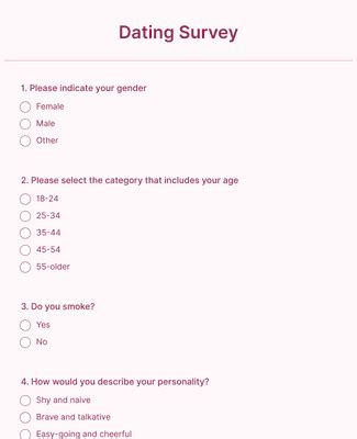 pre dating questionnaire